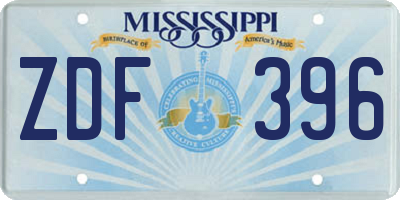 MS license plate ZDF396