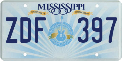 MS license plate ZDF397
