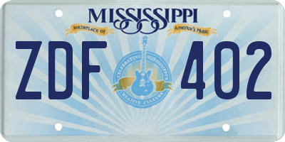 MS license plate ZDF402