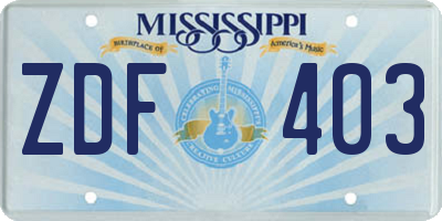 MS license plate ZDF403