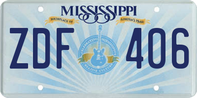 MS license plate ZDF406