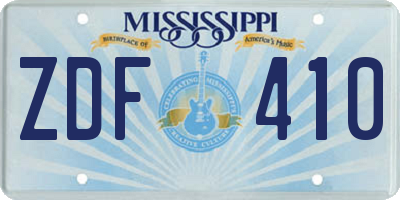 MS license plate ZDF410