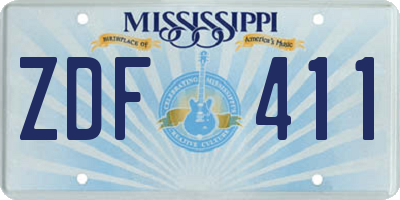 MS license plate ZDF411