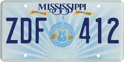 MS license plate ZDF412