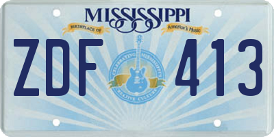 MS license plate ZDF413
