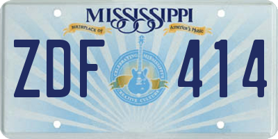 MS license plate ZDF414