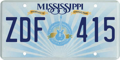 MS license plate ZDF415