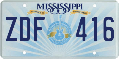 MS license plate ZDF416
