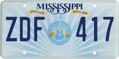 MS license plate ZDF417