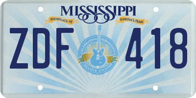 MS license plate ZDF418