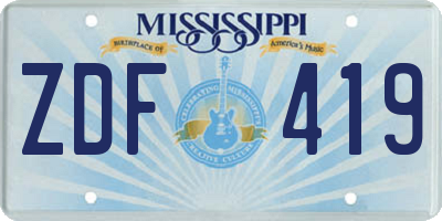 MS license plate ZDF419