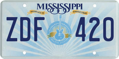 MS license plate ZDF420
