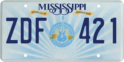 MS license plate ZDF421