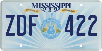 MS license plate ZDF422