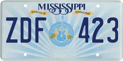 MS license plate ZDF423
