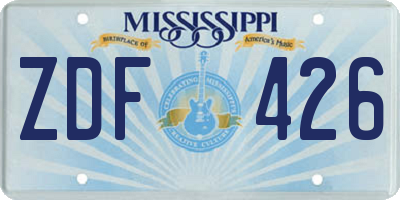 MS license plate ZDF426