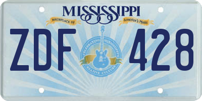 MS license plate ZDF428