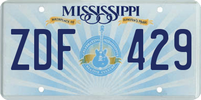 MS license plate ZDF429