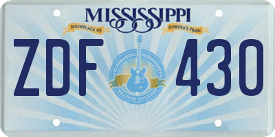 MS license plate ZDF430