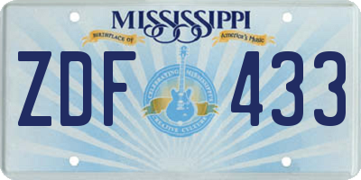 MS license plate ZDF433