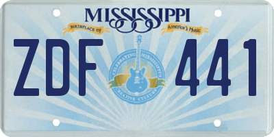 MS license plate ZDF441