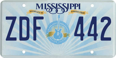 MS license plate ZDF442