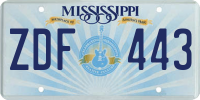 MS license plate ZDF443