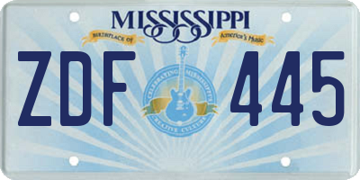 MS license plate ZDF445