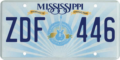 MS license plate ZDF446