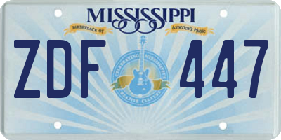 MS license plate ZDF447