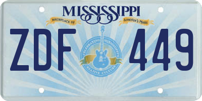 MS license plate ZDF449