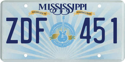 MS license plate ZDF451
