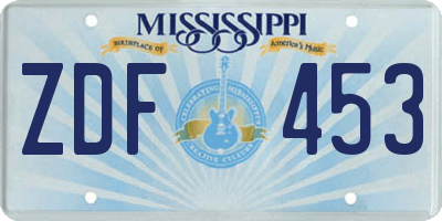 MS license plate ZDF453
