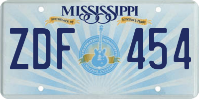MS license plate ZDF454