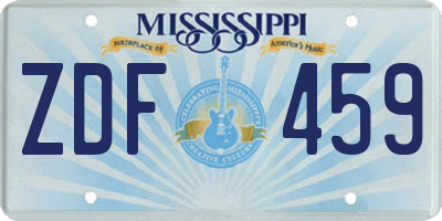 MS license plate ZDF459