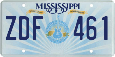 MS license plate ZDF461