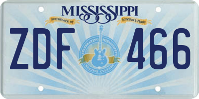 MS license plate ZDF466