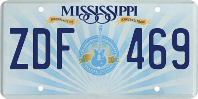 MS license plate ZDF469