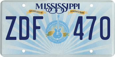 MS license plate ZDF470