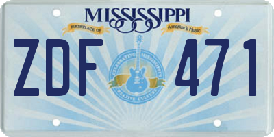 MS license plate ZDF471