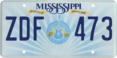 MS license plate ZDF473