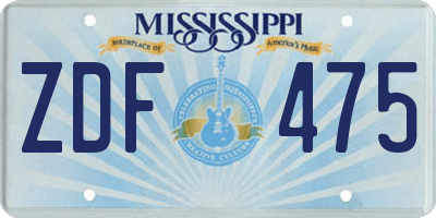 MS license plate ZDF475