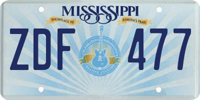 MS license plate ZDF477