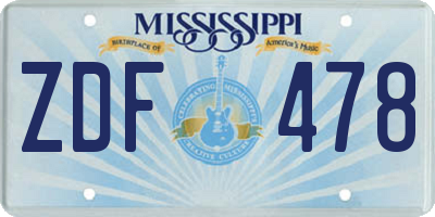 MS license plate ZDF478