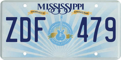 MS license plate ZDF479