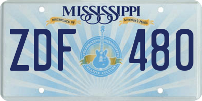 MS license plate ZDF480