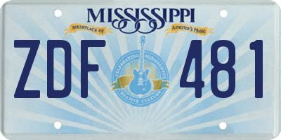 MS license plate ZDF481