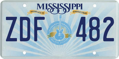 MS license plate ZDF482