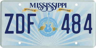 MS license plate ZDF484