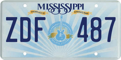 MS license plate ZDF487